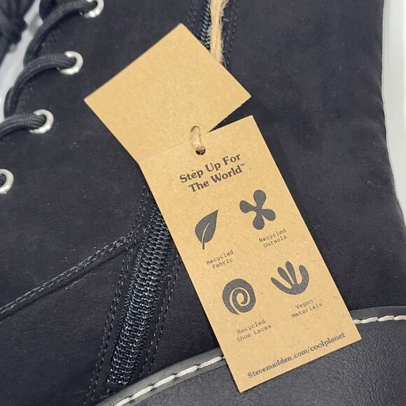 Cool Planet By Steve Maden Marsh Boots‎ Size 10 M Black Wedge Booties - Picture 8 of 16